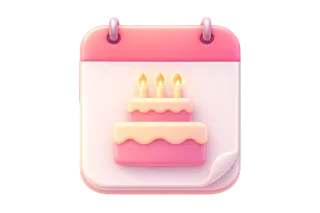 BDays illustration — a birthday cake and balloons